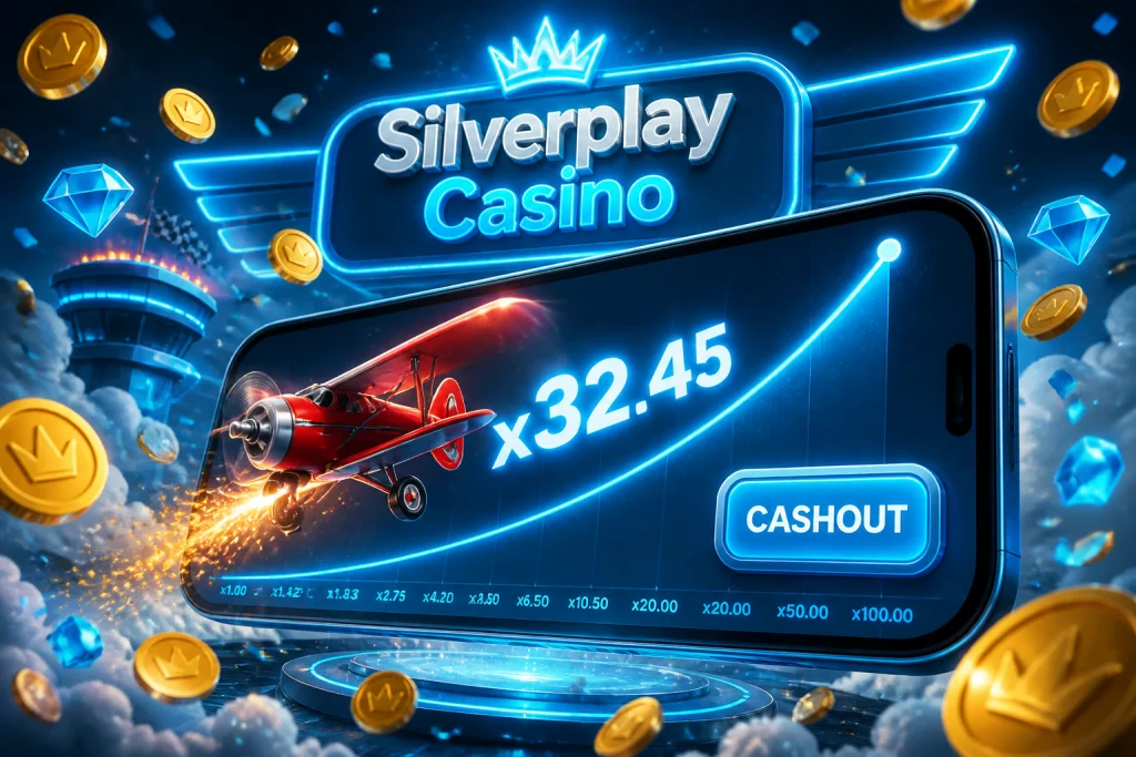 Aviator Crash-Game mit aufsteigendem Multiplikator und Cashout-Button auf dem Smartphone-Display